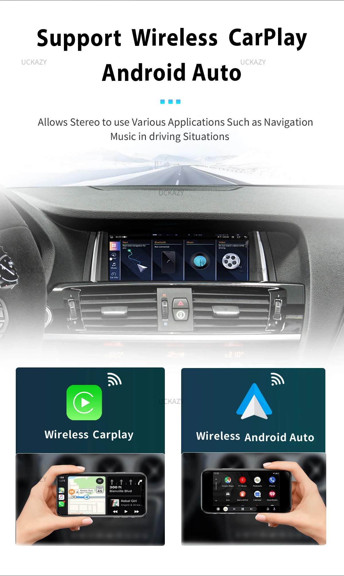 Uckazy 6gb 128gb android 14 auto multimedia player für bmw x3 f25 für bmw x4 f26 radio audio stereo bildschirm gps navigations kopf einheit f25 carplay 4g wifi ips dsp 8 core