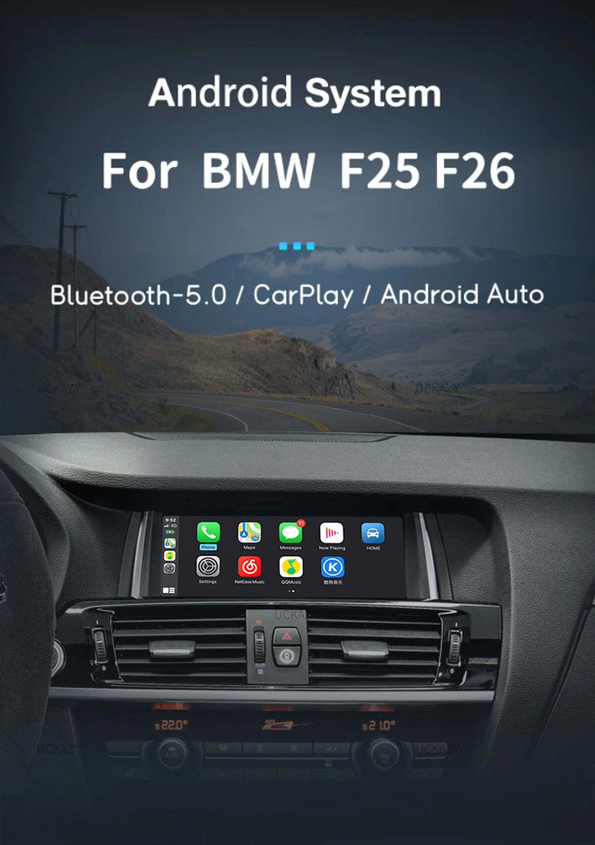 Uckazy 6gb 128gb android 14 auto multimedia player für bmw x3 f25 für bmw x4 f26 radio audio stereo bildschirm gps navigations kopf einheit f25 carplay 4g wifi ips dsp 8 core