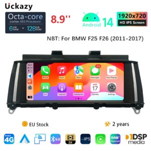 multimedia player 6gb 128gb android 14 auto  für bmw x3 f25 für bmw x4 f26 radio audio stereo bildschirm gps navigations kopf einheit f25 carplay 4g wifi ips dsp 8 core