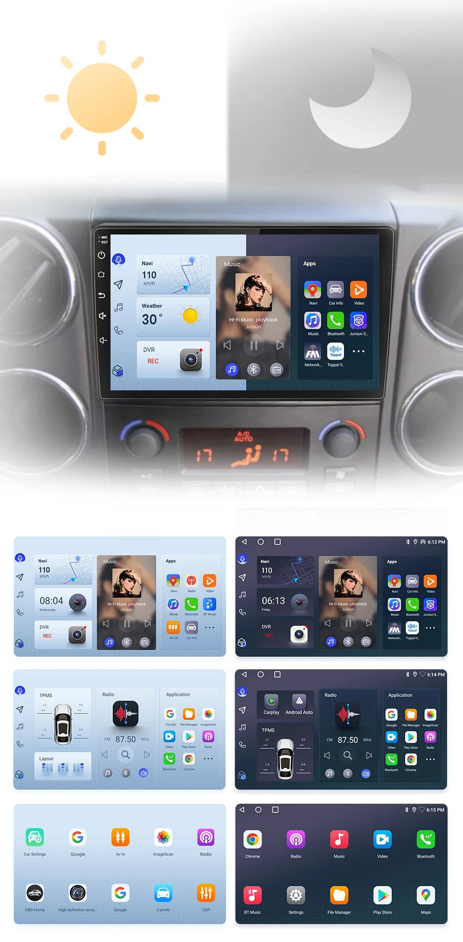 Junsun Wireless Carplay Android Auto Autoradio für Citroen Berlingo B9 Peugeot Partner 2008-2019 GPS Multimedia 2 Din