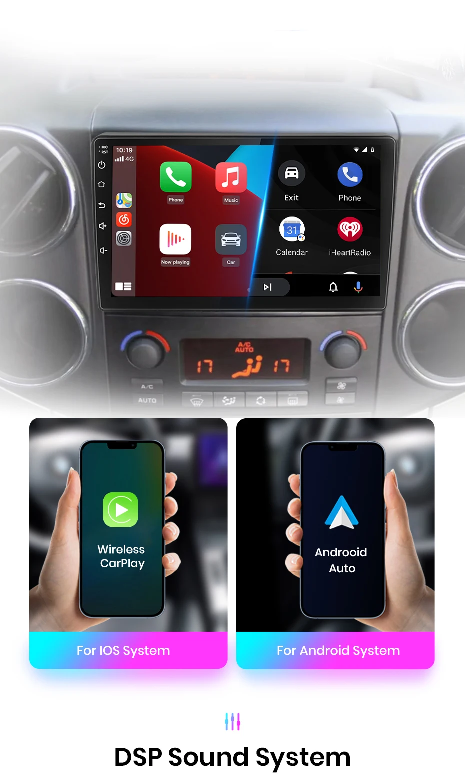 Junsun Wireless Carplay Android Auto Autoradio für Citroen Berlingo B9 Peugeot Partner 2008-2019 GPS Multimedia 2 Din