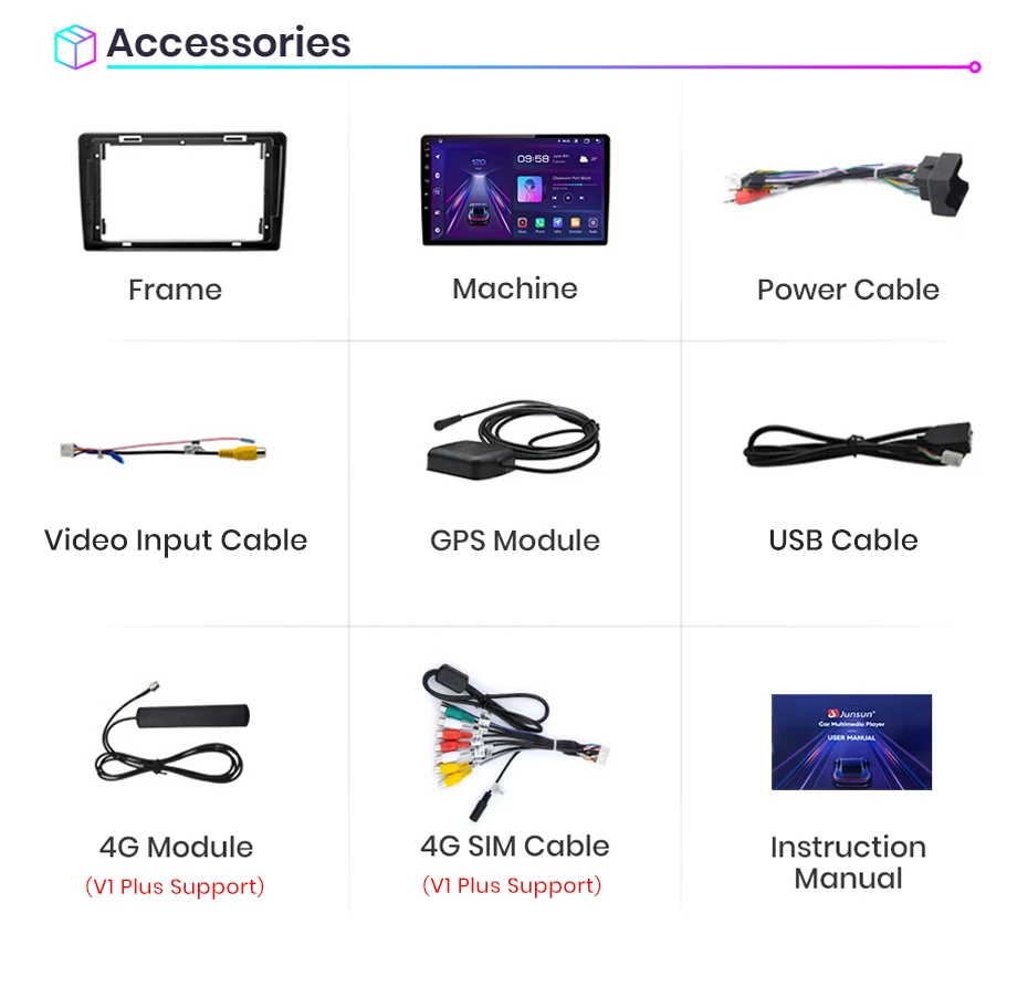 Junsun Wireless Carplay Android Auto Autoradio für Citroen Berlingo B9 Peugeot Partner 2008-2019 GPS Multimedia 2 Din