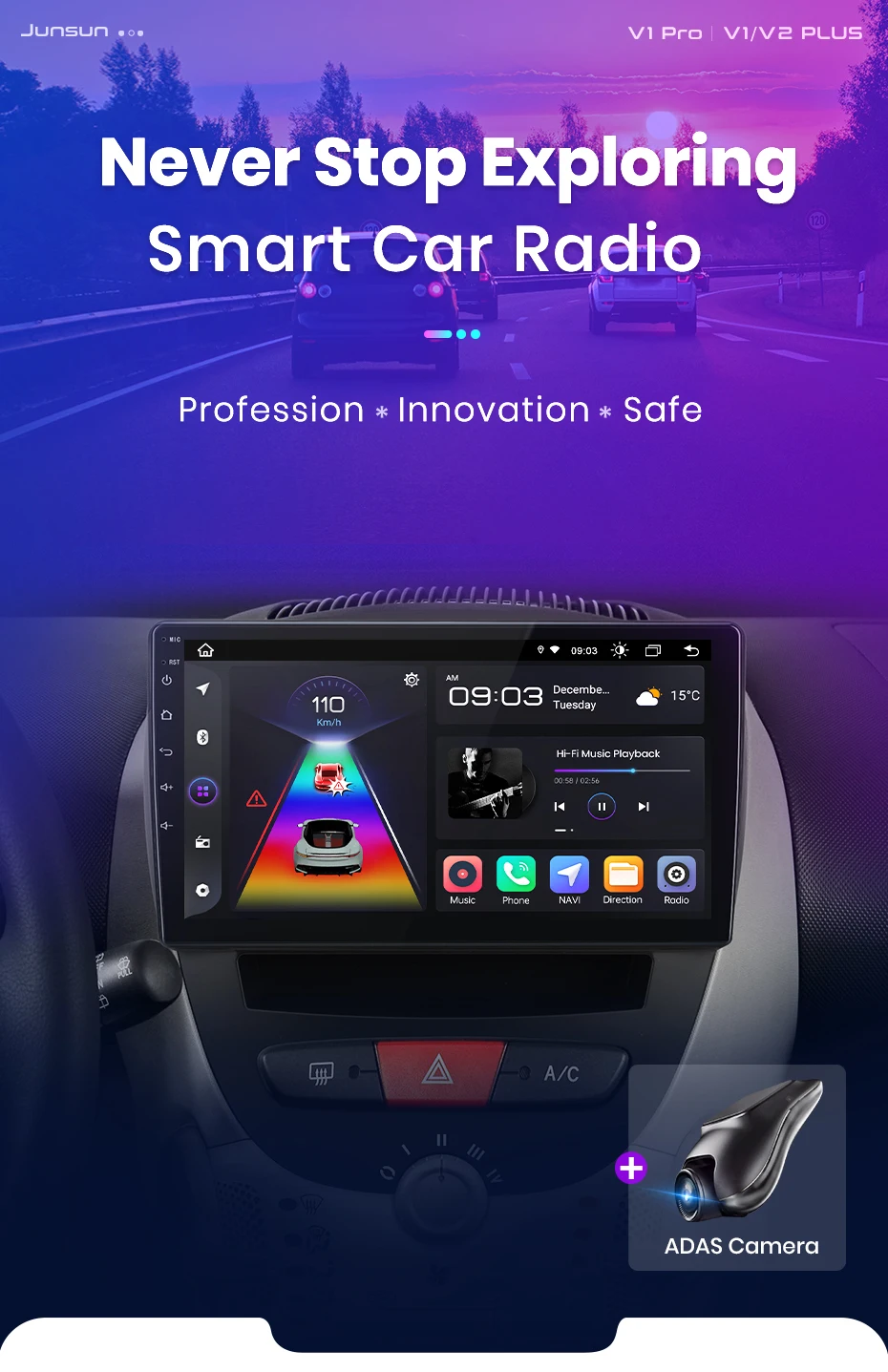 Junsun Carplay Android Auto Autoradio für Peugeot 107 Toyota Aygo Citroen C1 2005-2014 360 Kamera RDS BT DSP 2 Din Autoradio