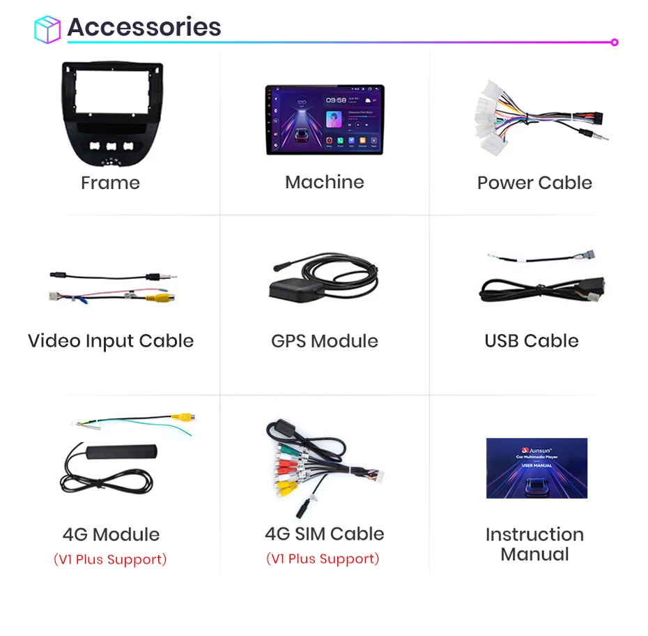 Junsun Carplay Android Auto Autoradio für Peugeot 107 Toyota Aygo Citroen C1 2005-2014 360 Kamera RDS BT DSP 2 Din Autoradio