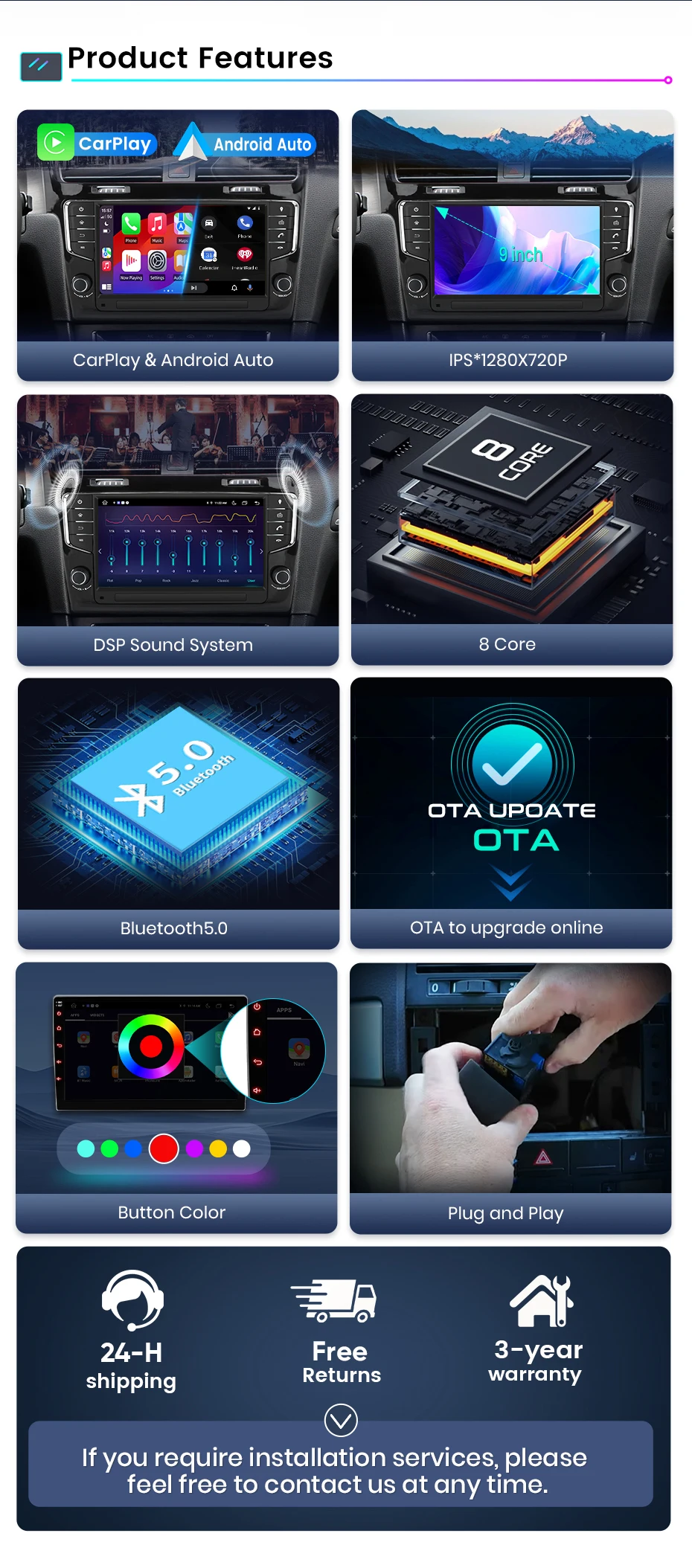 Junsun 9 Zoll Wireless CarPlay Android Auto Radio für Volkswagen VW Golf 7 2013-2017 Auto Multimedia GPS Autoradio Junsun 9 Zoll Wireless CarPlay Android Auto Radio für Volkswagen VW Golf 7 2013-2017 Auto Multimedia GPS Autoradio