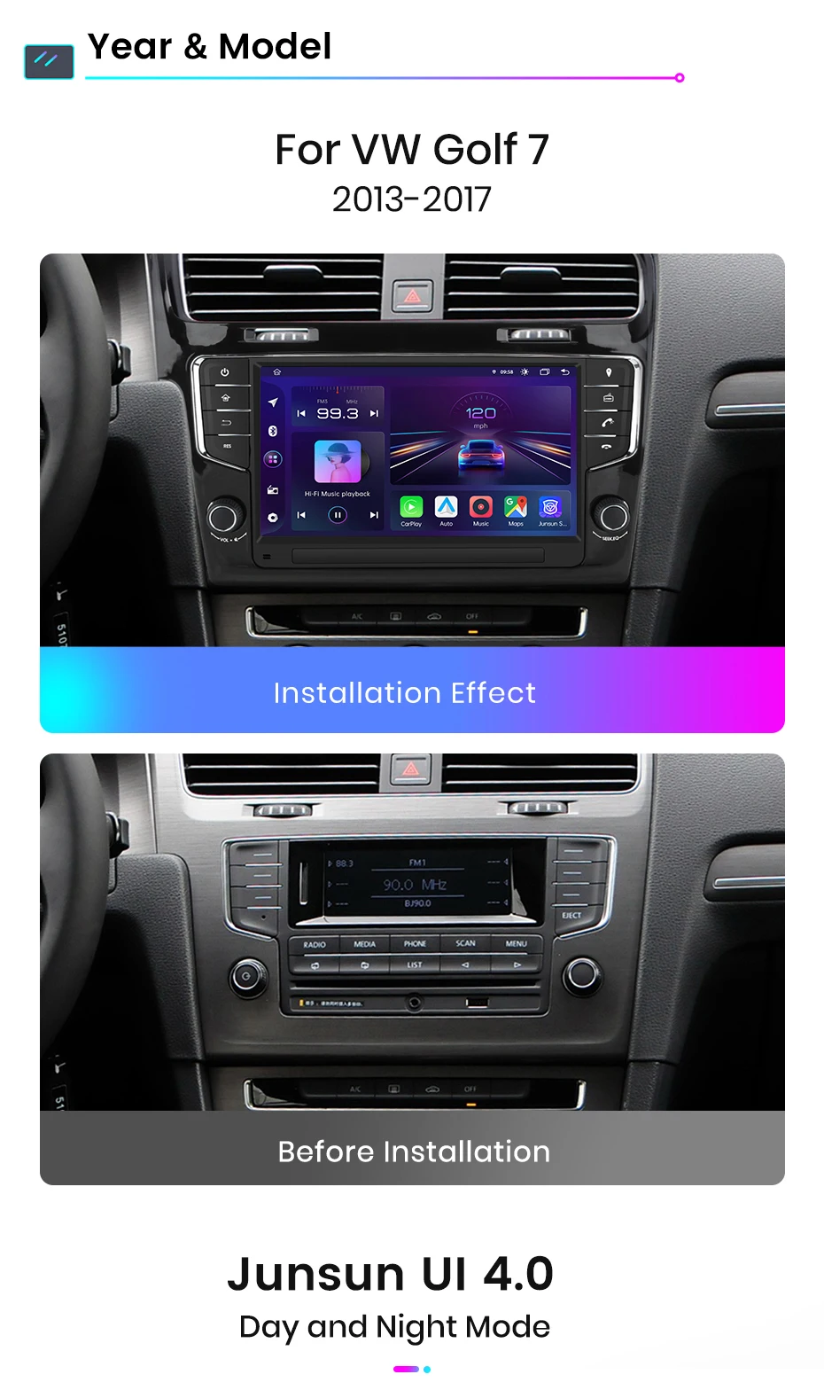 Junsun 9 Zoll Wireless CarPlay Android Auto Radio für Volkswagen VW Golf 7 2013-2017 Auto Multimedia GPS Autoradio Junsun 9 Zoll Wireless CarPlay Android Auto Radio für Volkswagen VW Golf 7 2013-2017 Auto Multimedia GPS Autoradio