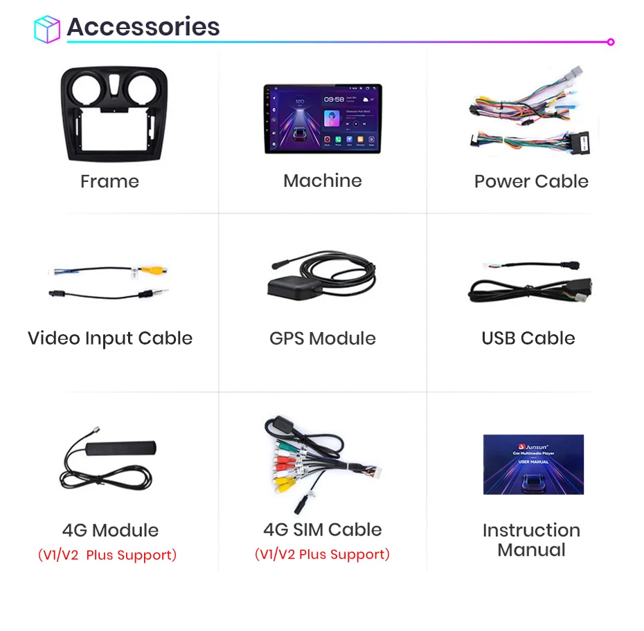 Junsun CarPlay Android Auto Autoradio für Renault Logan 2 Sandero 2012–2019 GPS Intelligente Systeme Stereo Multimedia Autoradio