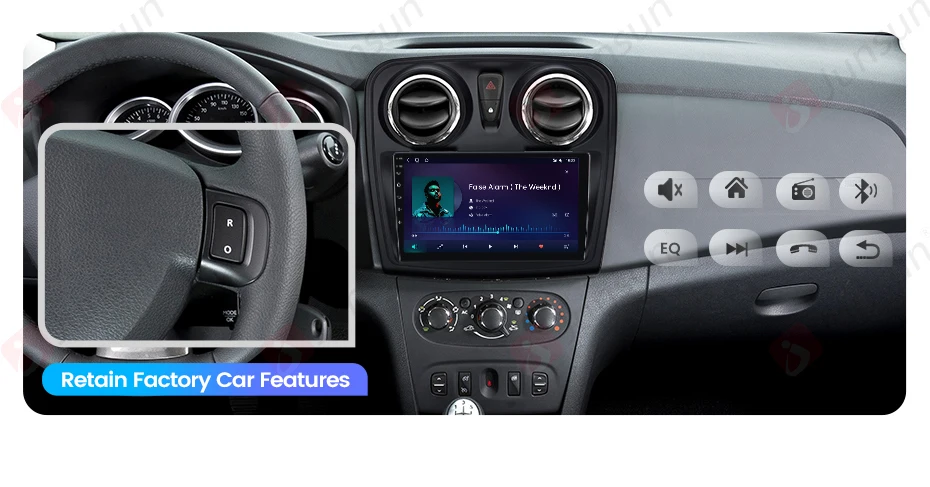 Junsun CarPlay Android Auto Autoradio für Renault Logan 2 Sandero 2012–2019 GPS Intelligente Systeme Stereo Multimedia Autoradio