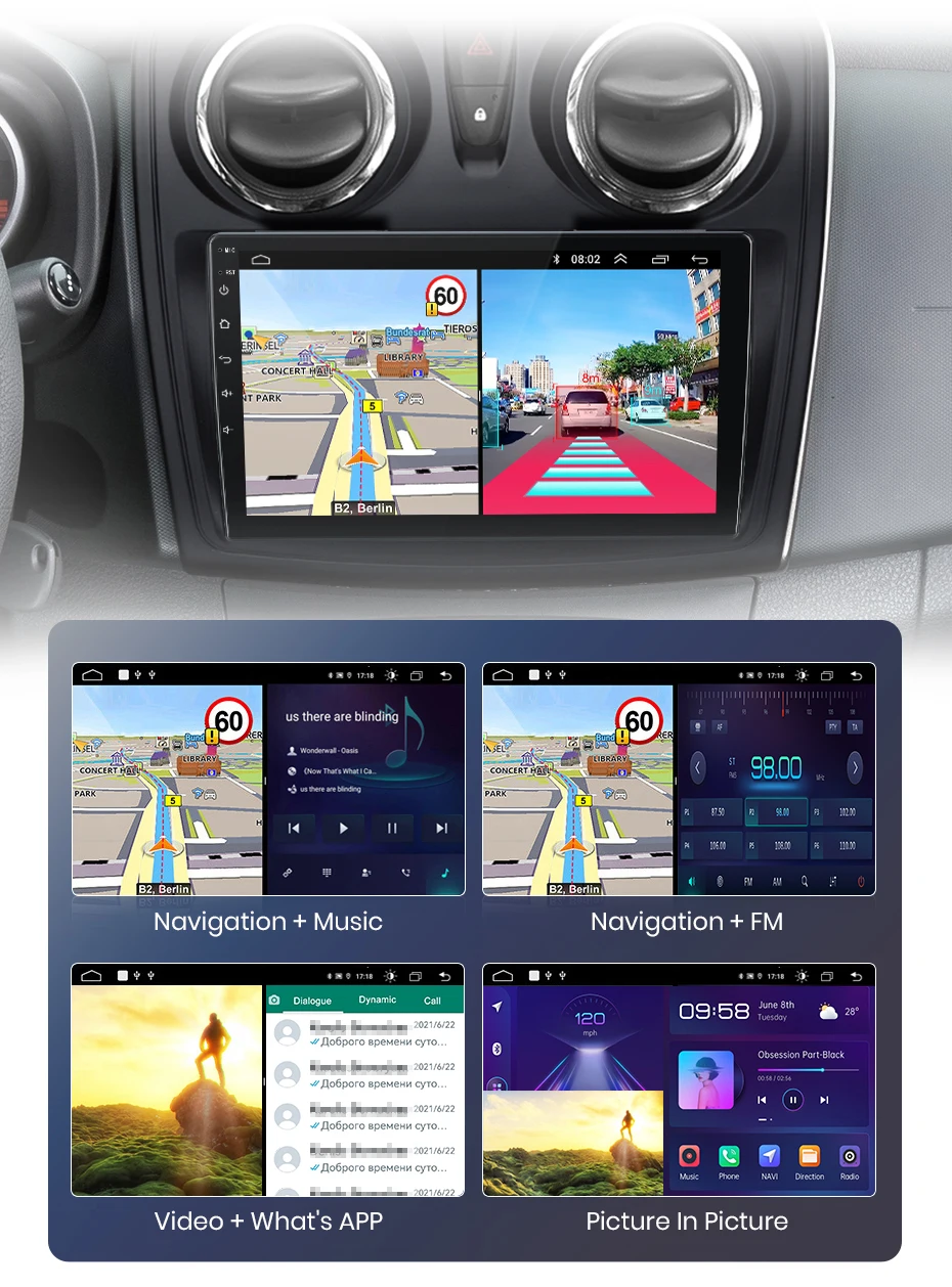 Junsun CarPlay Android Auto Autoradio für Renault Logan 2 Sandero 2012–2019 GPS Intelligente Systeme Stereo Multimedia Autoradio