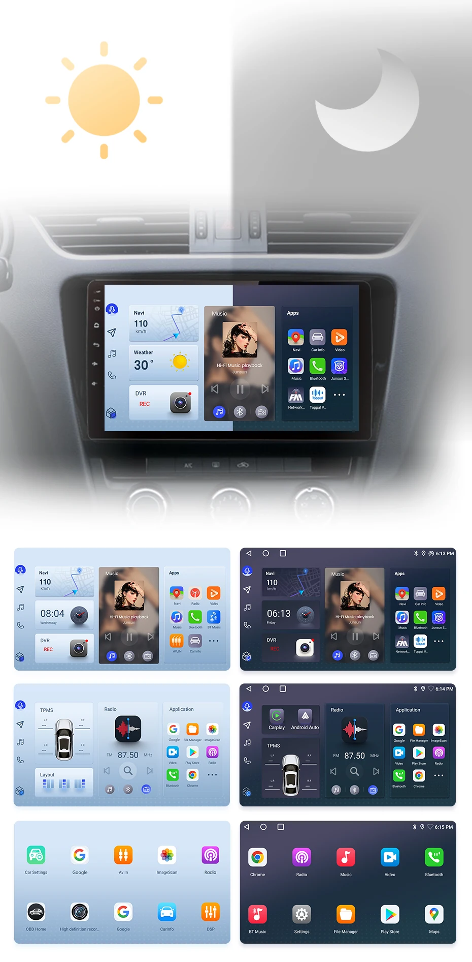 Junsun drahtlose carplay android auto autoradio für SKODA octavia 3 A7-2018 gps multimedia 2 din systeme stereo