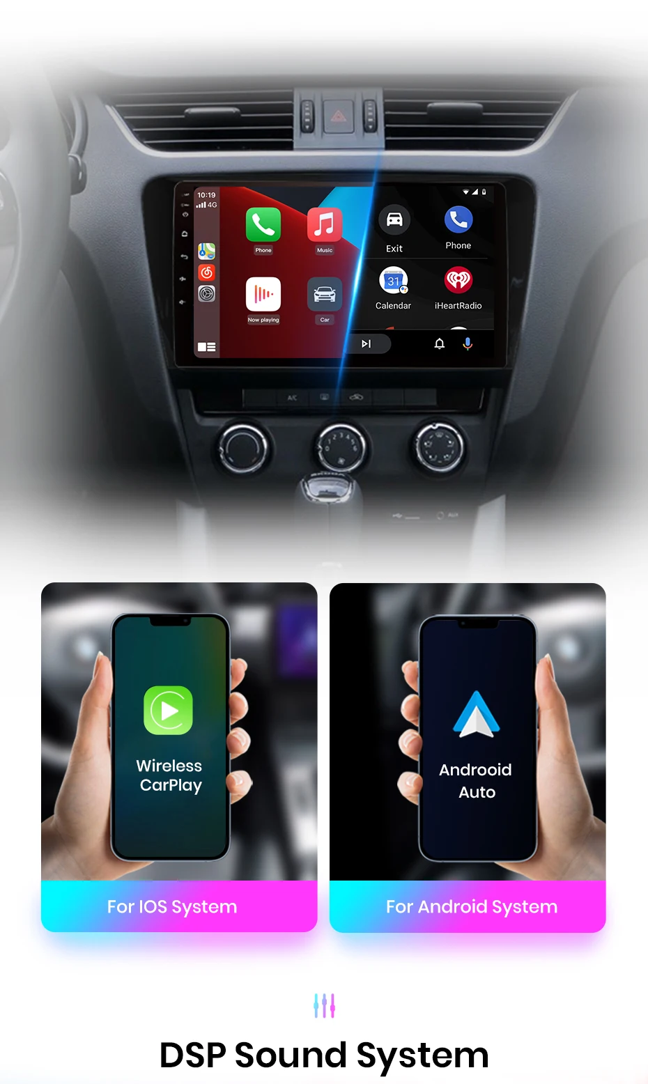 Junsun drahtlose carplay android auto autoradio für SKODA octavia 3 A7-2018 gps multimedia 2 din systeme stereo