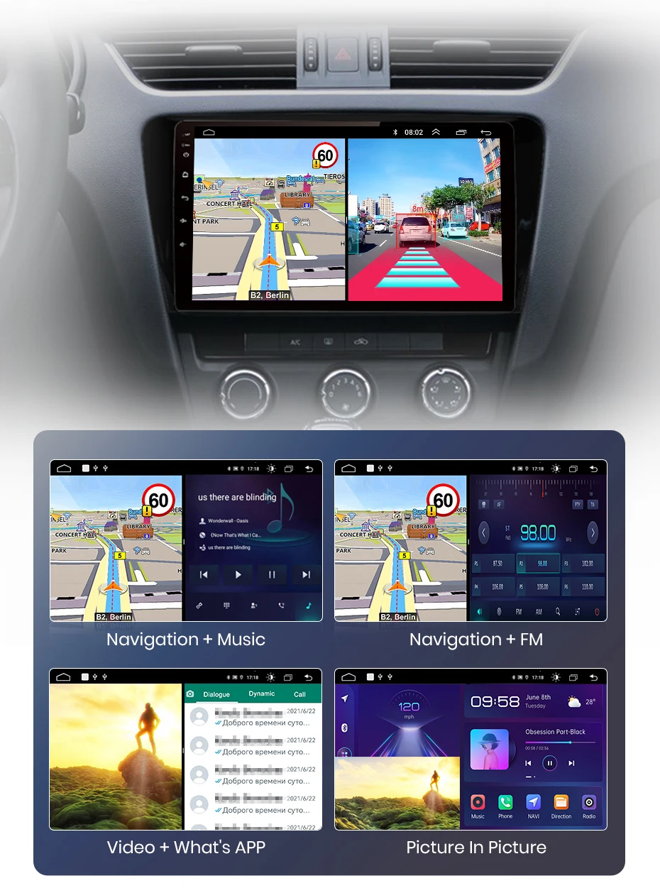 Junsun drahtlose carplay android auto autoradio für SKODA octavia 3 A7-2018 gps multimedia 2 din systeme stereo