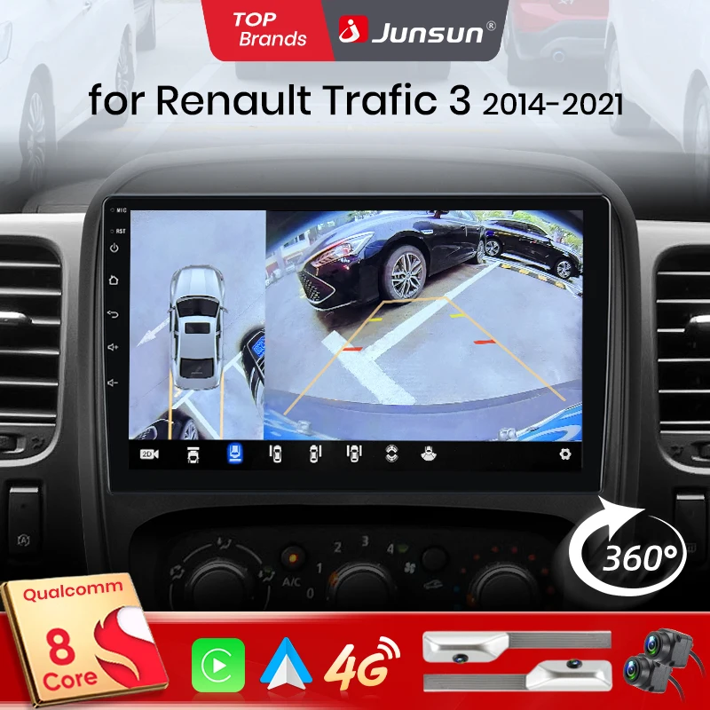 Android Autoradio für Renault Trafic 3 2014-2021 8-Core 360 Kamera Drahtlose CarPlay