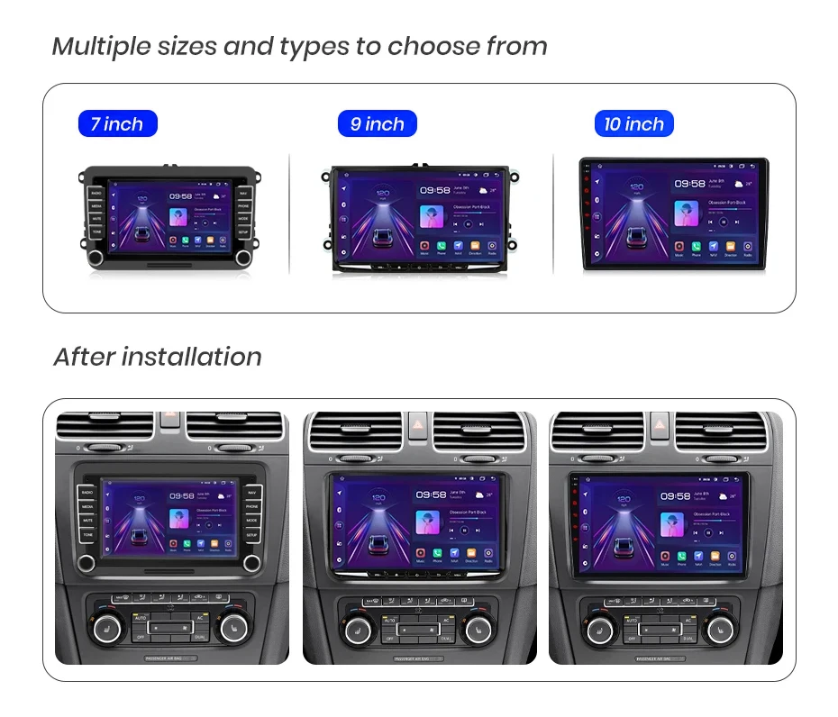 Junsun 7 9 10 Zoll Universal-Autoradio für Volkswagen VW Passat B6 B7 T5 Tiguan Touran GOLF POLO Wireless CarPlay Android Auto