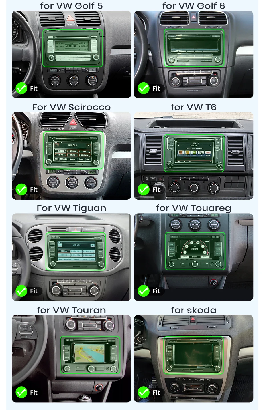 Junsun 7 9 10 Zoll Universal-Autoradio für Volkswagen VW Passat B6 B7 T5 Tiguan Touran GOLF POLO Wireless CarPlay Android Auto