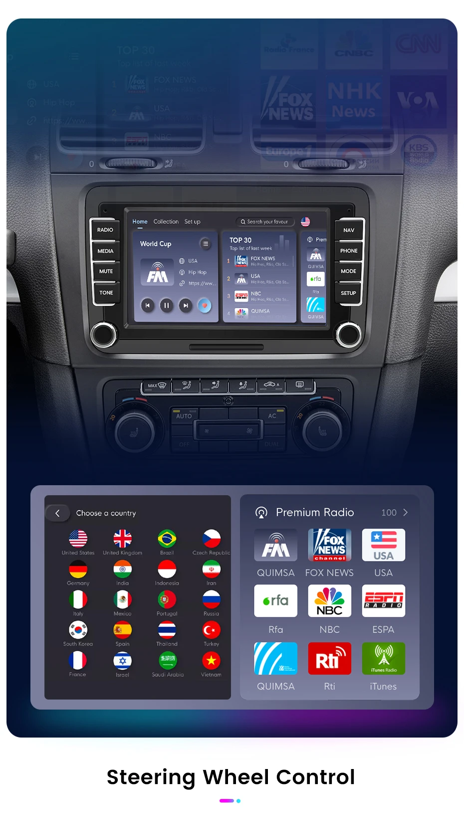 Junsun 7 9 10 Zoll Universal-Autoradio für Volkswagen VW Passat B6 B7 T5 Tiguan Touran GOLF POLO Wireless CarPlay Android Auto