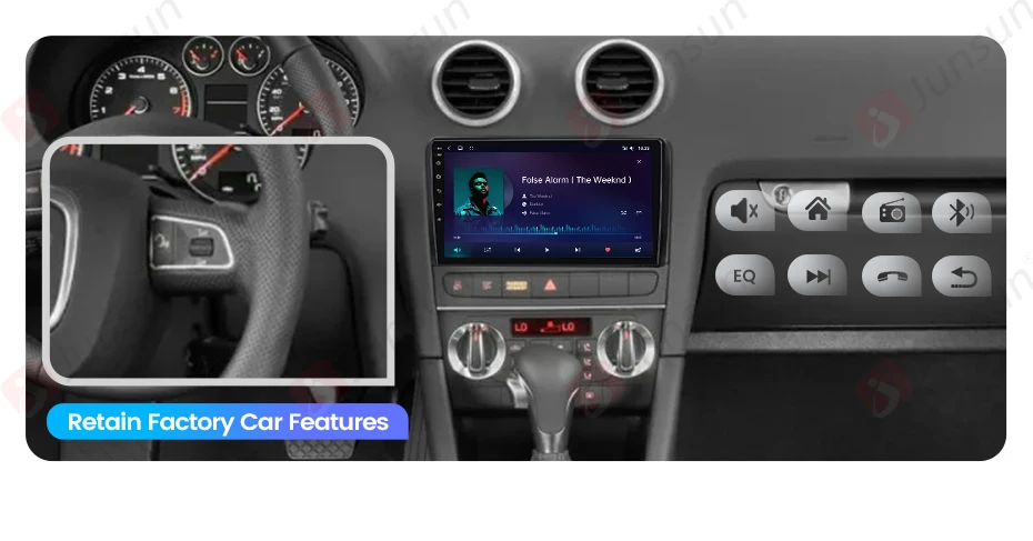 Junsun Drahtlose CarPlay Android Auto Auto Radio Für Audi A3 8P 2003 2005-2013 GPS Multimedia 2 din systeme Stereo