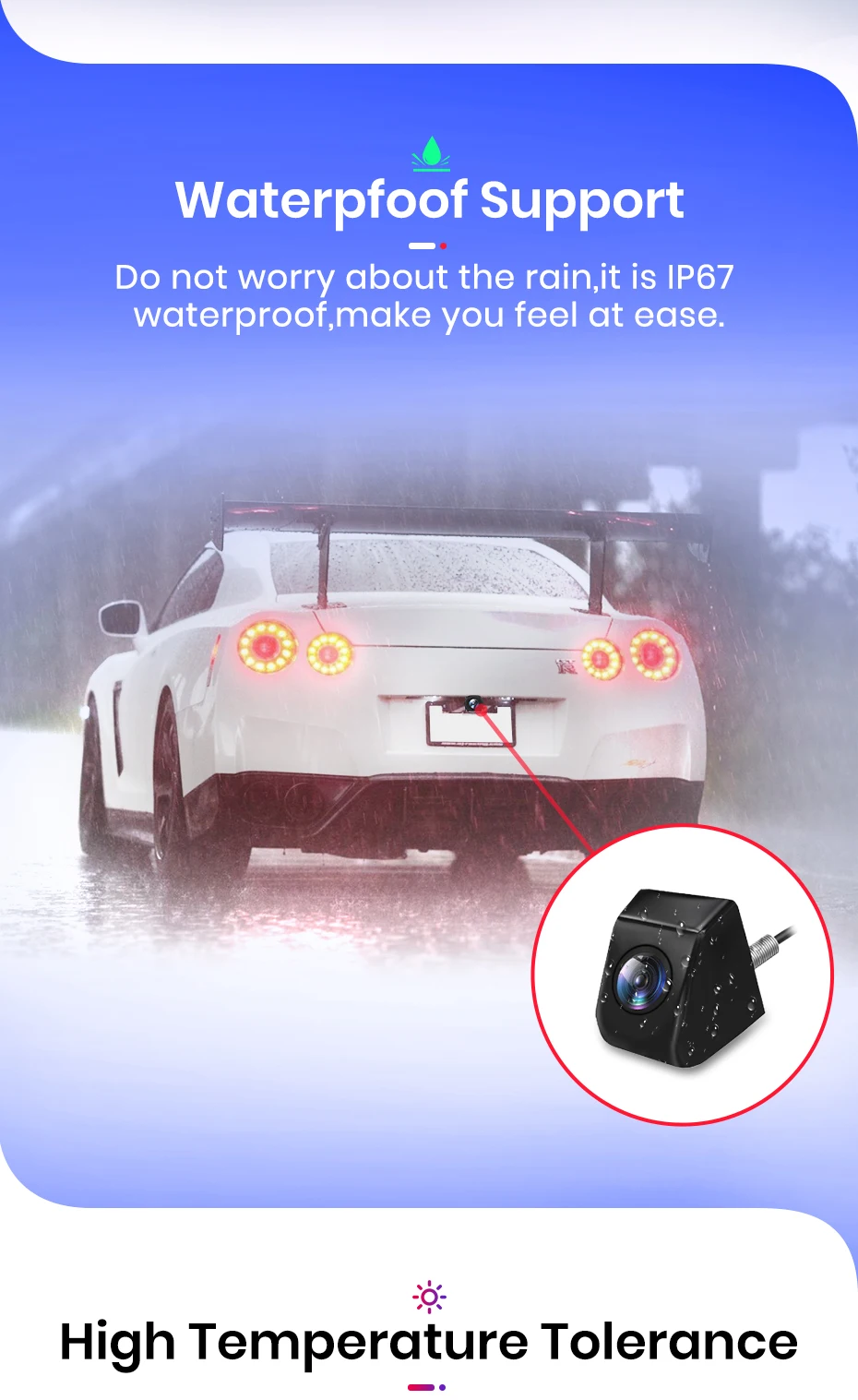 Auto-Rückfahrkamera AHD 720P Auflösung Wasserdicht 140 ° Weitwinkel-Rückfahrkamera für Junsun DVD-Autozubehör