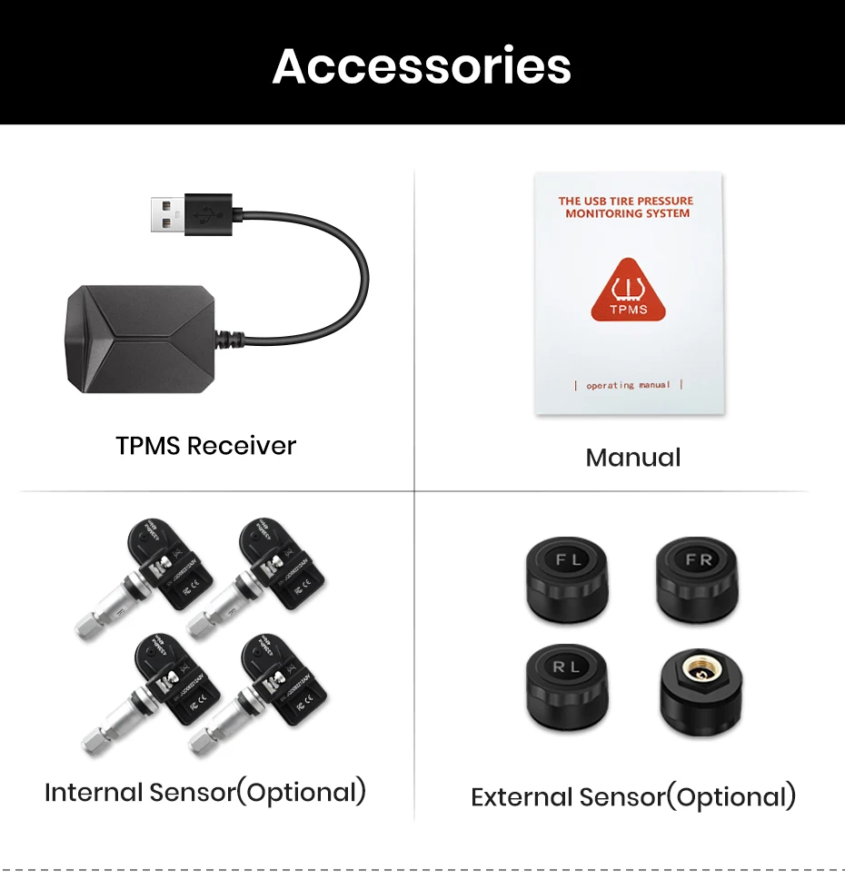 Junsun usb reifendruck überwachung alarmsystem tpms mit 4 internen sensoren für auto dvd player navigation autozubehör