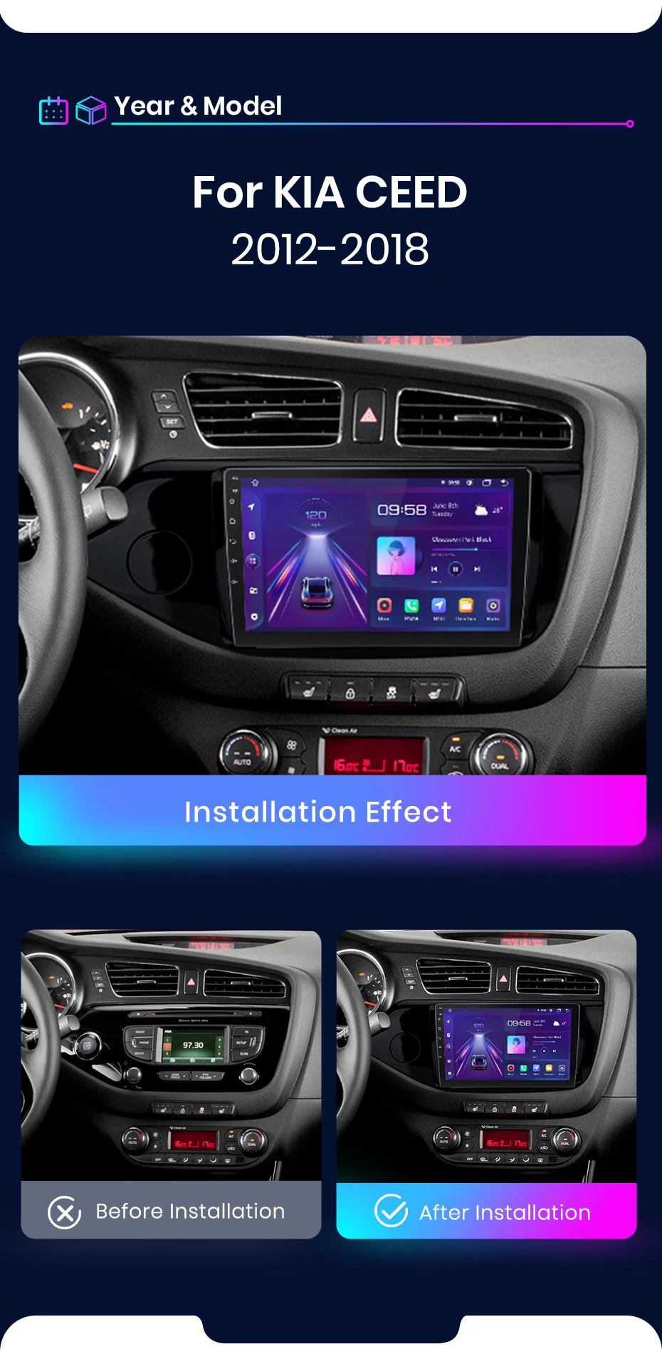 Junsun Drahtlose CarPlay Android Auto Auto Radio Für KIA CEED JD Cee'd 2012-2018 GPS Multimedia 2 din Systeme stereo