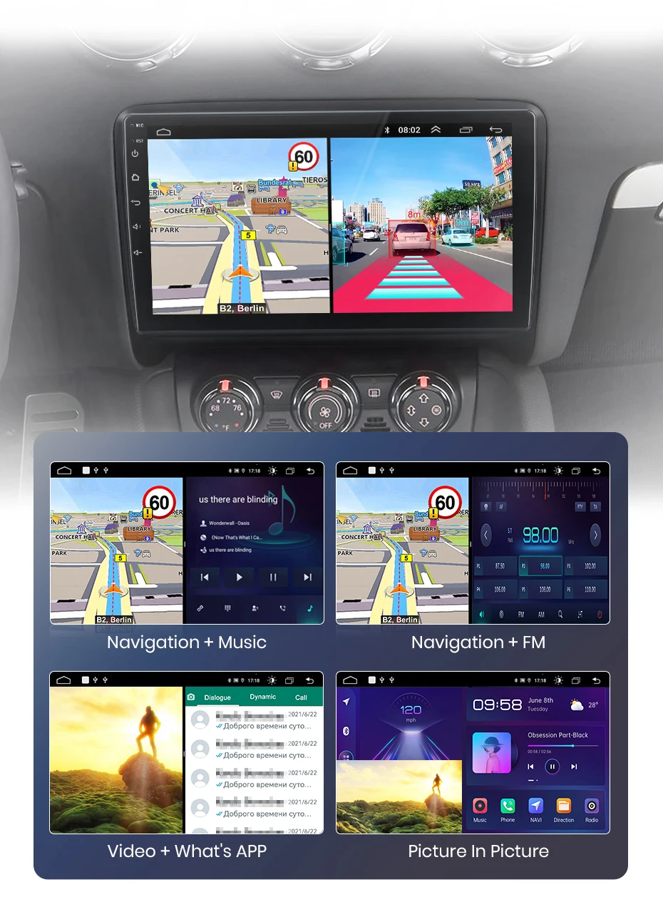 Junsun kabelloses carplay android auto autoradio für audi tt mk2 8j 2006-2014 gps multimedia 2 din