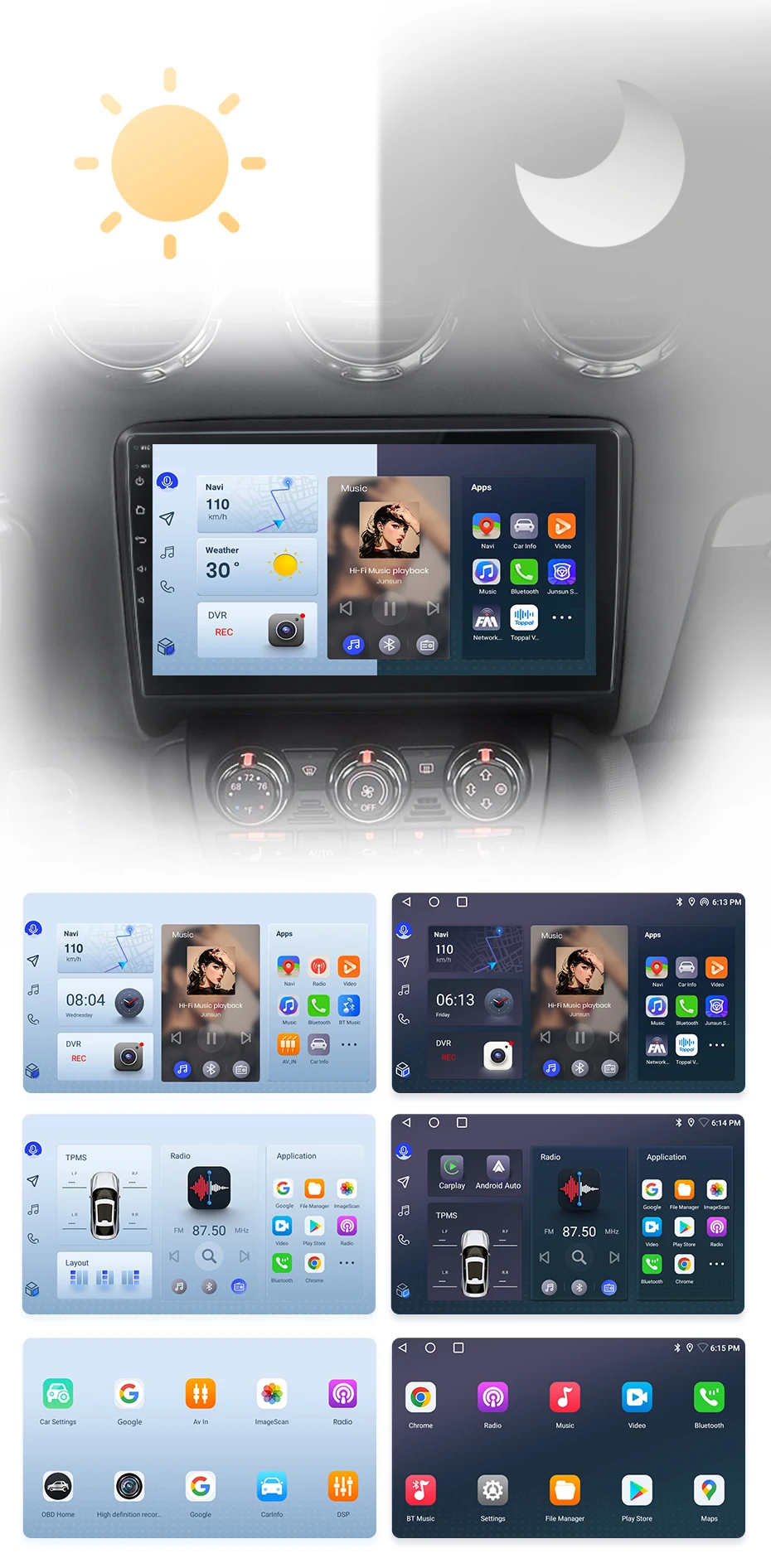 Junsun kabelloses carplay android auto autoradio für audi tt mk2 8j 2006-2014 gps multimedia 2 din