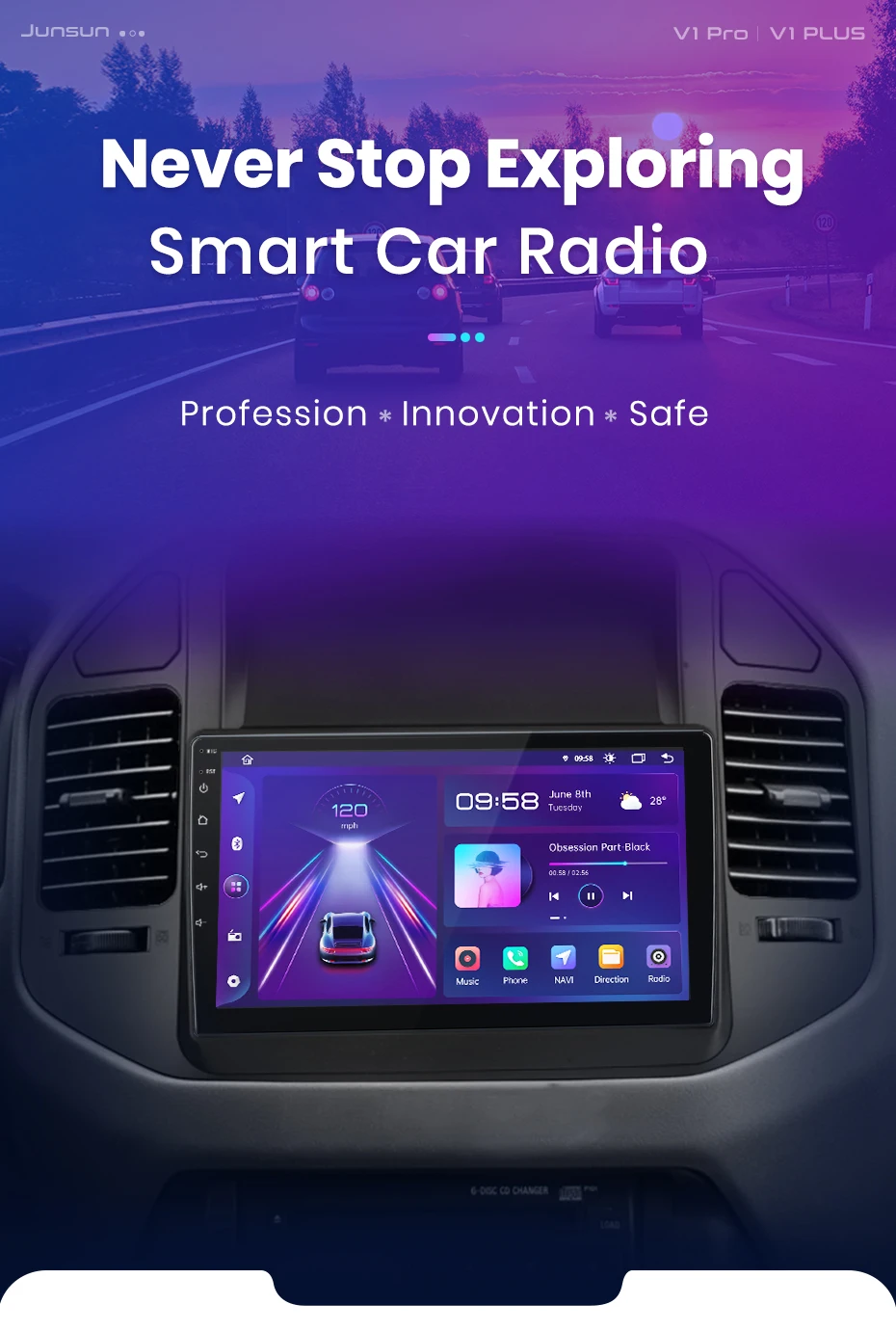 Junsun drahtloses Carplay Android Auto Autoradio für Mitsubishi Pyjero V60 V68 V73 2011-2016 GPS Multimedia 2 Din
