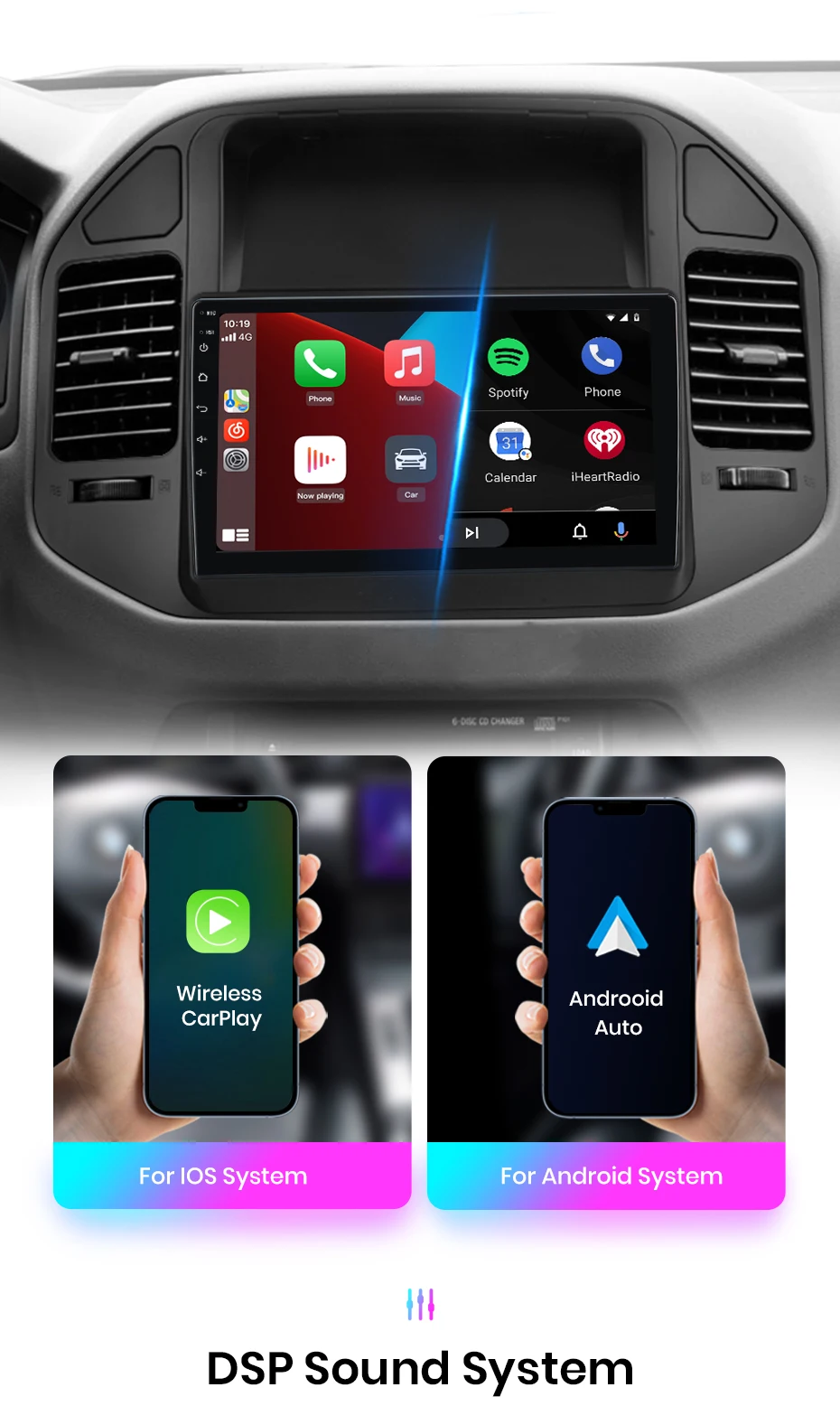 Junsun drahtloses Carplay Android Auto Autoradio für Mitsubishi Pyjero V60 V68 V73 2011-2016 GPS Multimedia 2 Din