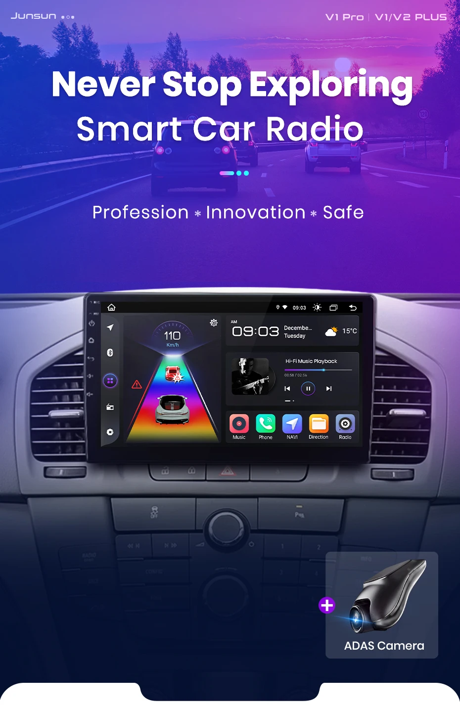 Junsun Wireless Carplay Android Auto Autoradio für Buick Regal Opel Insignien 2009-2013 GPS Multimedia 2 Din