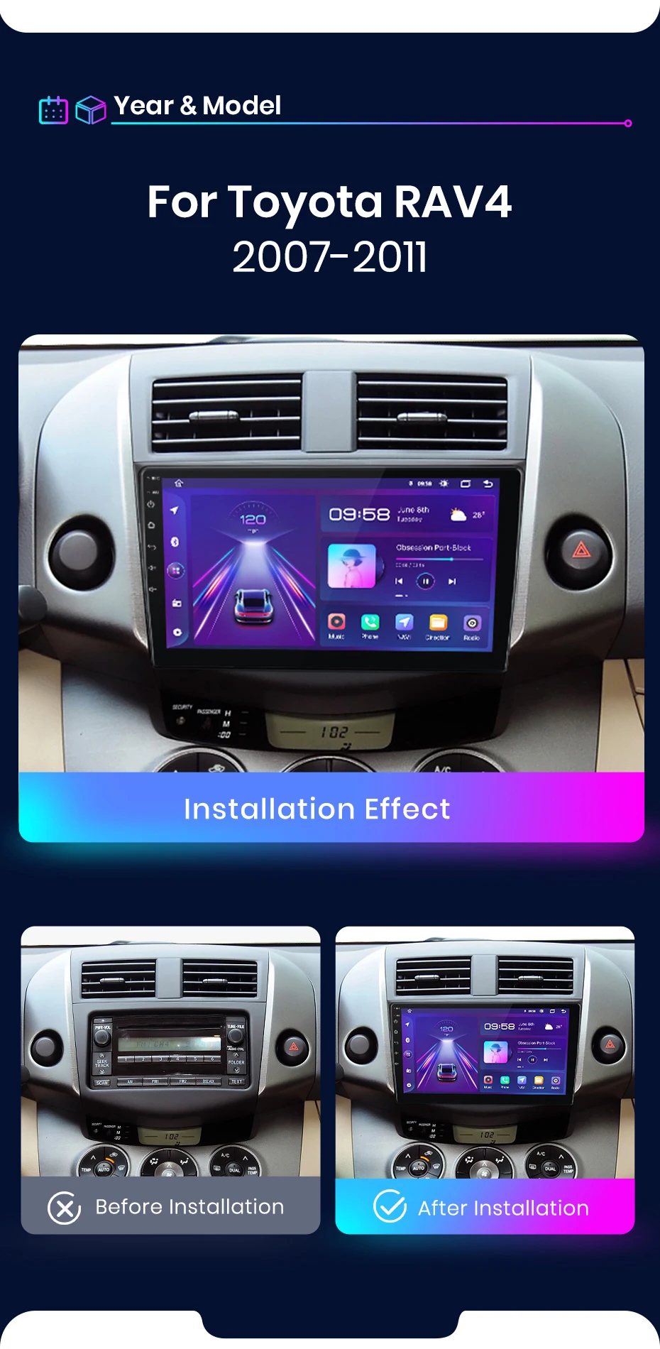 Junsun ai drahtloses Carplay Android Auto Autoradio für Toyota Rav4 Ravav 4-100 GPS intelligente Stereo Multimedia 