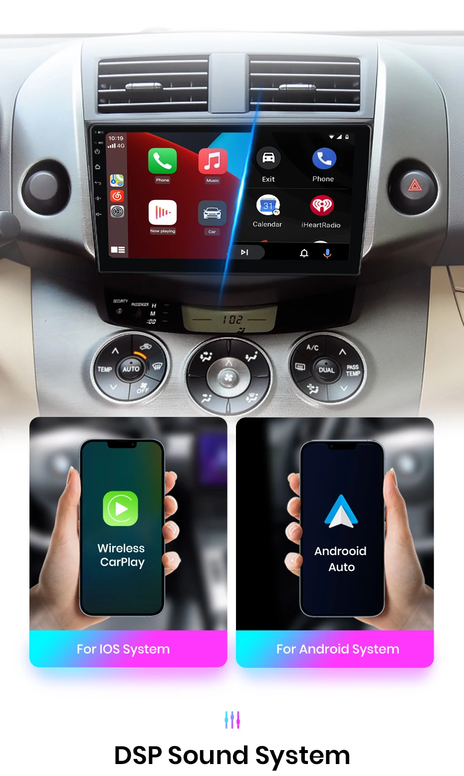 Junsun ai drahtloses Carplay Android Auto Autoradio für Toyota Rav4 Ravav 4-100 GPS intelligente Stereo Multimedia 