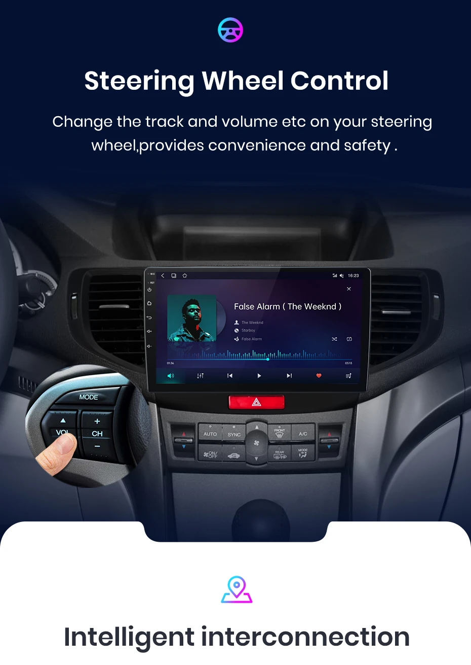 Junsun Wireless Carplay Android Auto Autoradio für Honda Accord 8 2013-2016 GPS intelligente Systeme Stereo Multimedia Autoradio