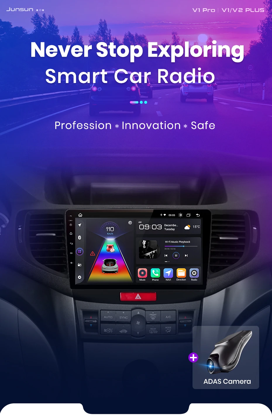 Junsun Wireless Carplay Android Auto Autoradio für Honda Accord 8 2013-2016 GPS intelligente Systeme Stereo Multimedia Autoradio