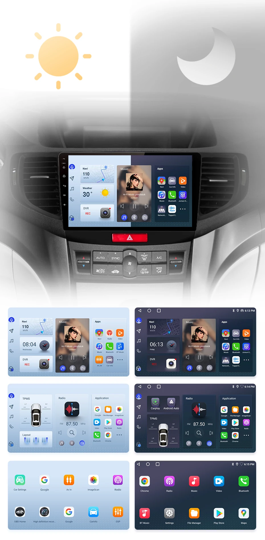 Junsun Wireless Carplay Android Auto Autoradio für Honda Accord 8 2013-2016 GPS intelligente Systeme Stereo Multimedia Autoradio