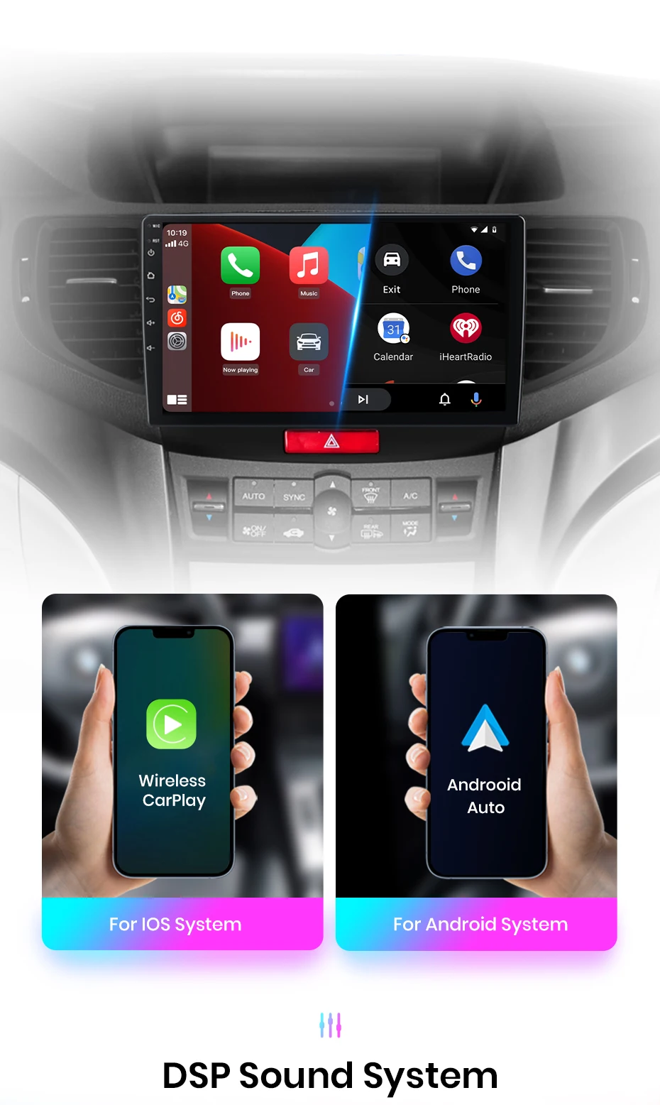 Junsun Wireless Carplay Android Auto Autoradio für Honda Accord 8 2013-2016 GPS intelligente Systeme Stereo Multimedia Autoradio