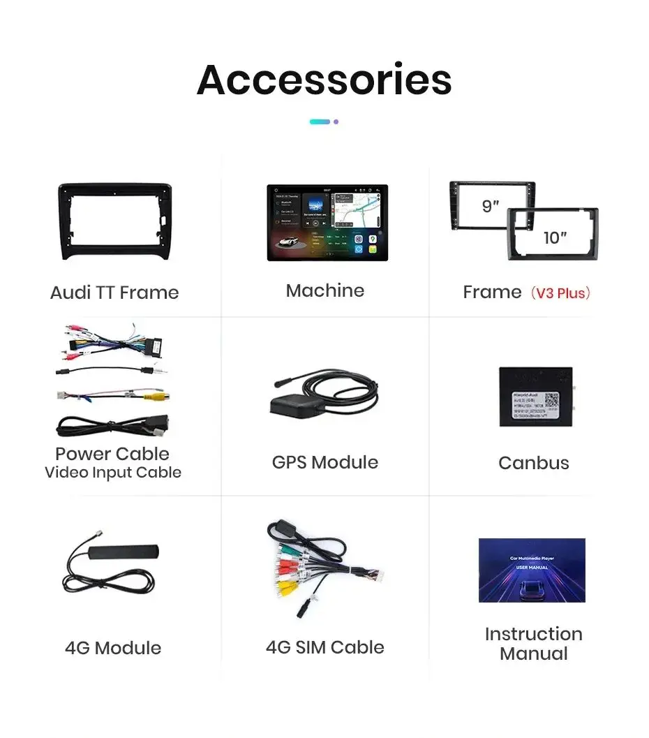Junsun v3 plus 2k kabelloses carplay android auto auto intelligente systeme für audi tt mk2 8j 2006-2014 autoradio