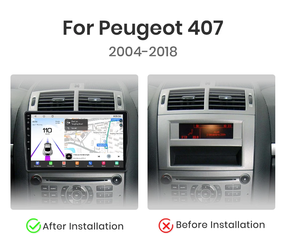 Junsun Qualcomm 8-Core 360 Kamera Drahtlose CarPlay Android Auto Auto Radio für Peugeot 407 2004-2011 GPS Multimedia