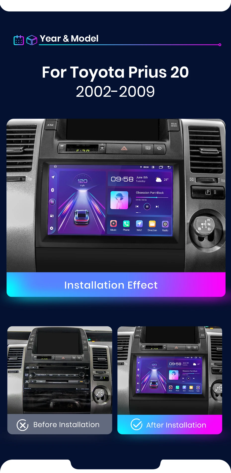 Junsun kabelloses carplay android auto radio für toyota prius 20 2011-2015 auto intelligente systeme rds bt dsp 2 din autoradio