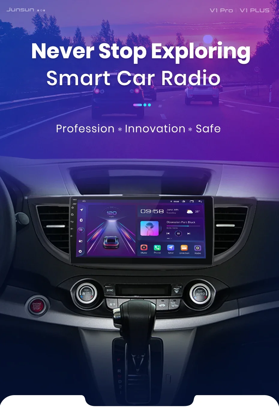 Junsun kabelloses carplay android auto radio für honda crv CR-V 2013-2018 auto intelligente systeme rds bt dsp 2 din autoradio