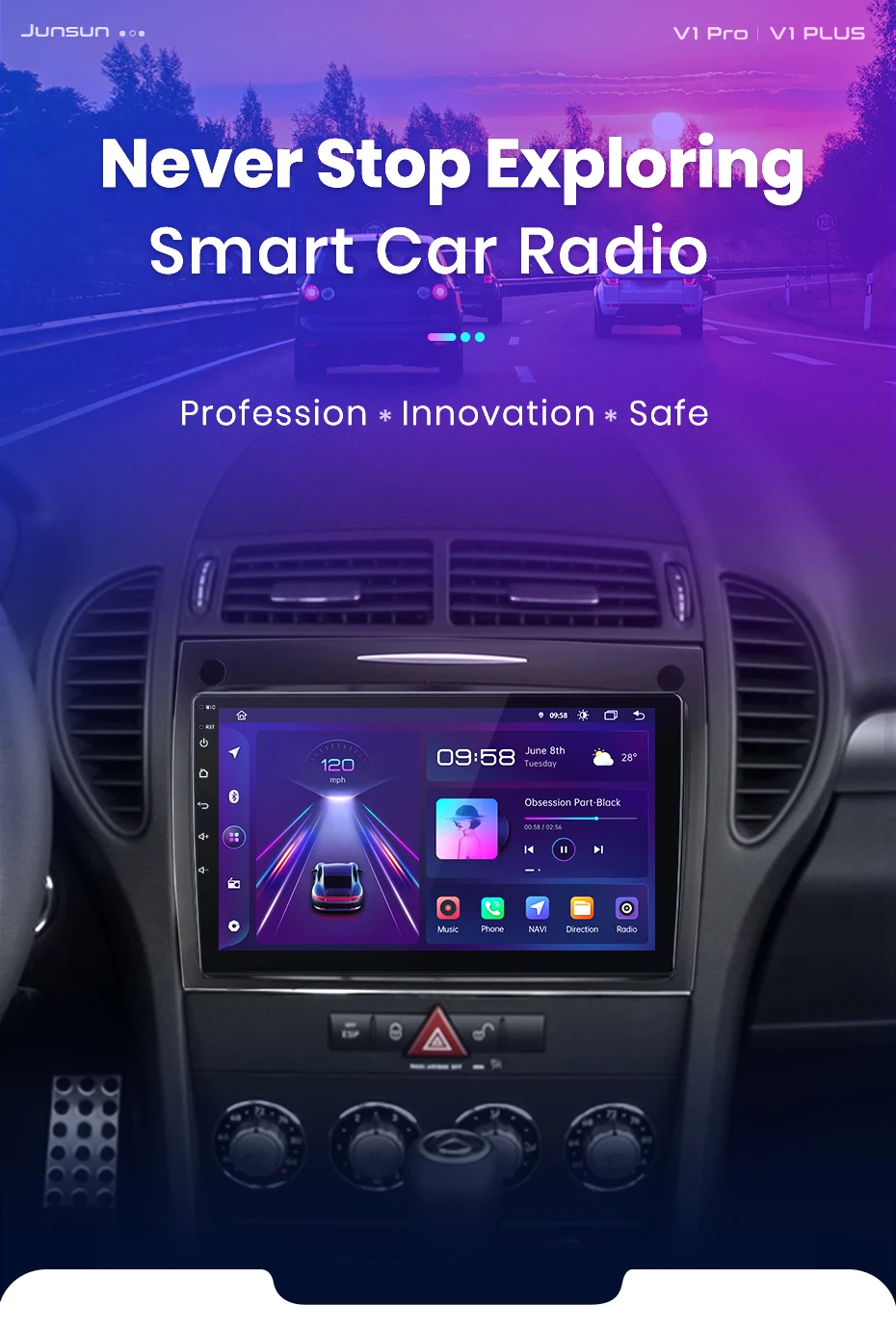 Junsun carplay android auto autoradio für mercedes benz slk klasse r171 2011-2015 slk 2004 2011 gps intelligente systeme