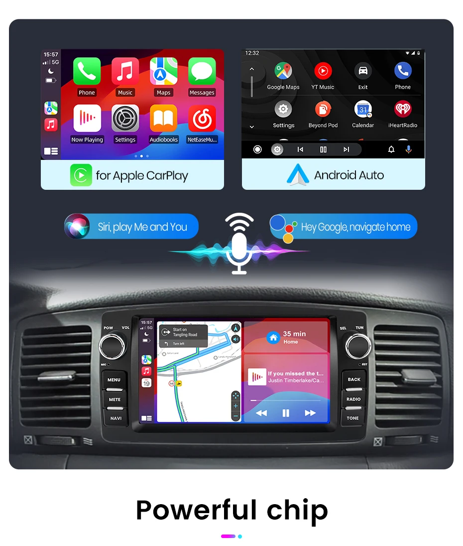 Junsun 7-Zoll-Autoradio für Toyota Corolla E120 2000–2006 BYD F3 Wireless CarPlay Android Auto 2 DIN Intelligentes Multimedia 4G