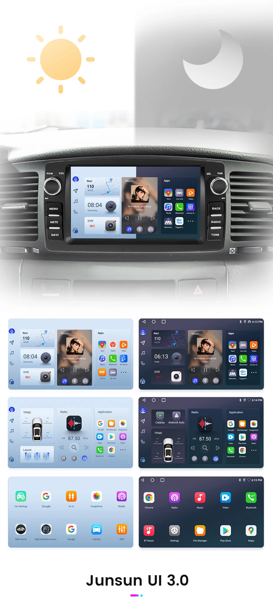 Junsun 7-Zoll-Autoradio für Toyota Corolla E120 2000–2006 BYD F3 Wireless CarPlay Android Auto 2 DIN Intelligentes Multimedia 4G