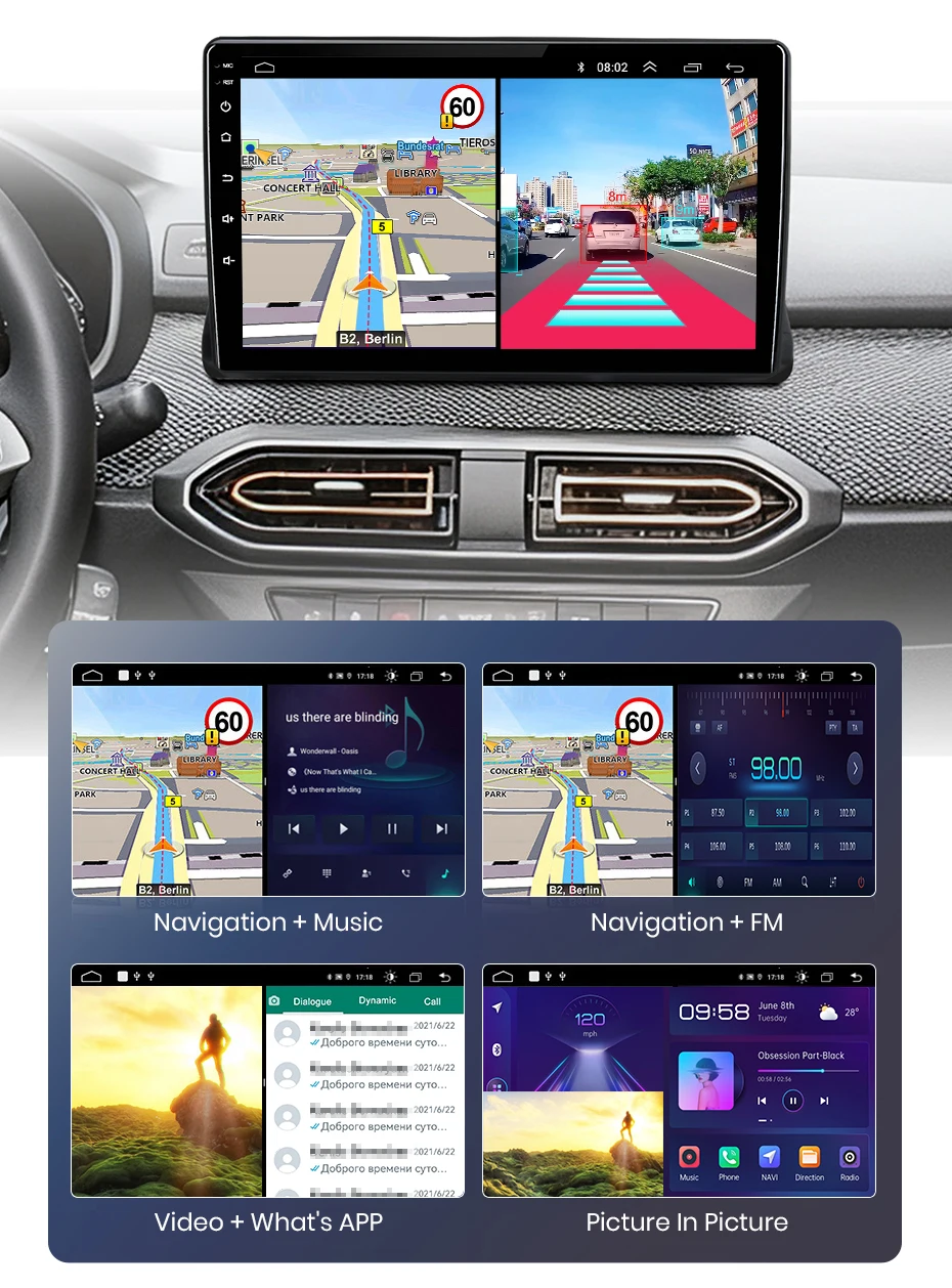 Junsun Wireless CarPlay Android Auto Radio für Renault Sandero 2021-2023 Auto-Intelligentes System RDS BT DSP 2-DIN-Autoradio