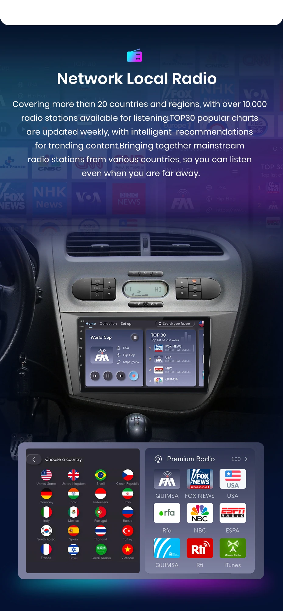 Junsun drahtloses Carplay Android Auto Autoradio für Ort Leon MK2 2007-2013 GPS intelligente Systeme Stereo Multimedia Autoradio