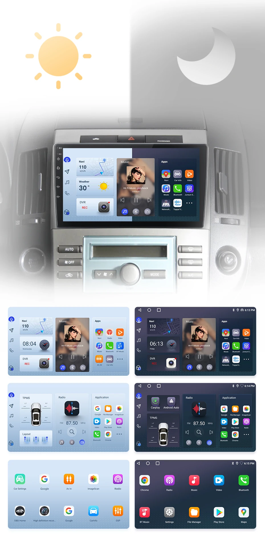 Junsun carplay android auto autoradio für toyota corolla verso 2008-2015 gps intelligente systeme tereo multimedia autoradio