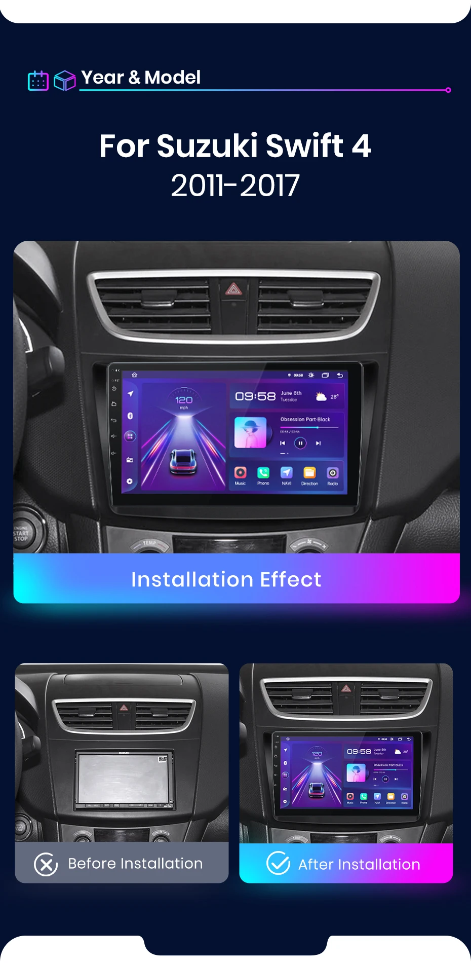 Junsun drahtlose carplay android auto autoradio für suzuki smart 4 2006-2018 gps intelligente systeme tereo multimedia autoradio