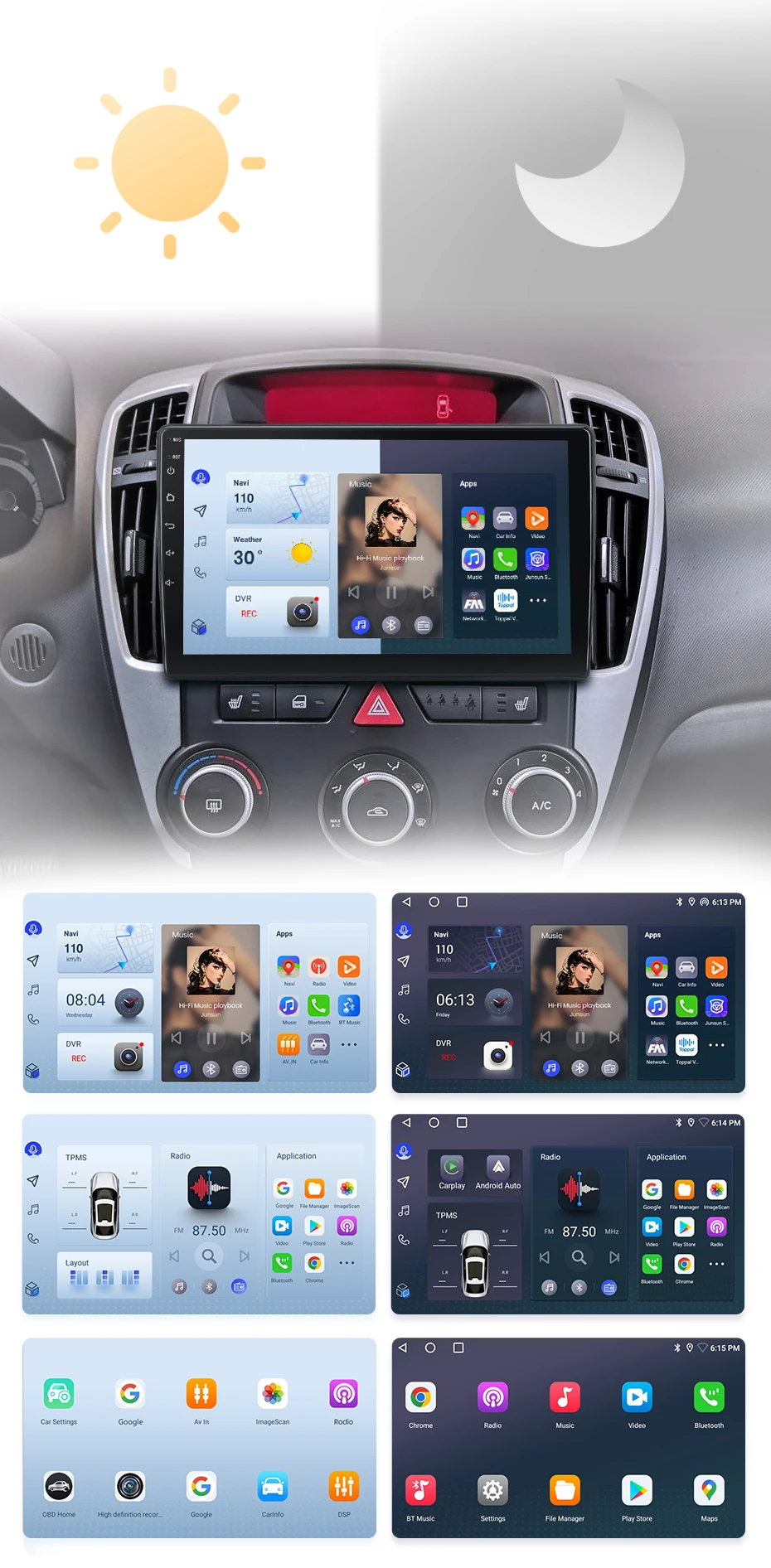 Junsun Wireless Carplay Android Auto Autoradio für Kia Ceed 2007-2009 GPS Multimedia 2 Din