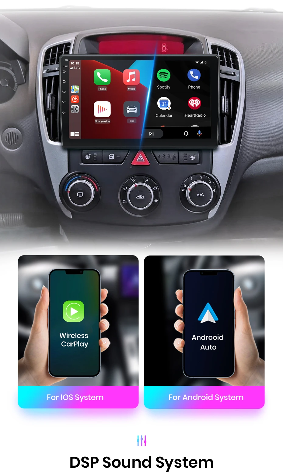 Junsun Wireless Carplay Android Auto Autoradio für Kia Ceed 2007-2009 GPS Multimedia 2 Din