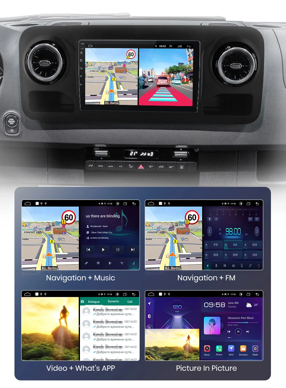 Junsun carplay android auto autoradio für mercedes-benz sprinter 2006-2018 gps intelligente systeme tereo multimedia autoradio