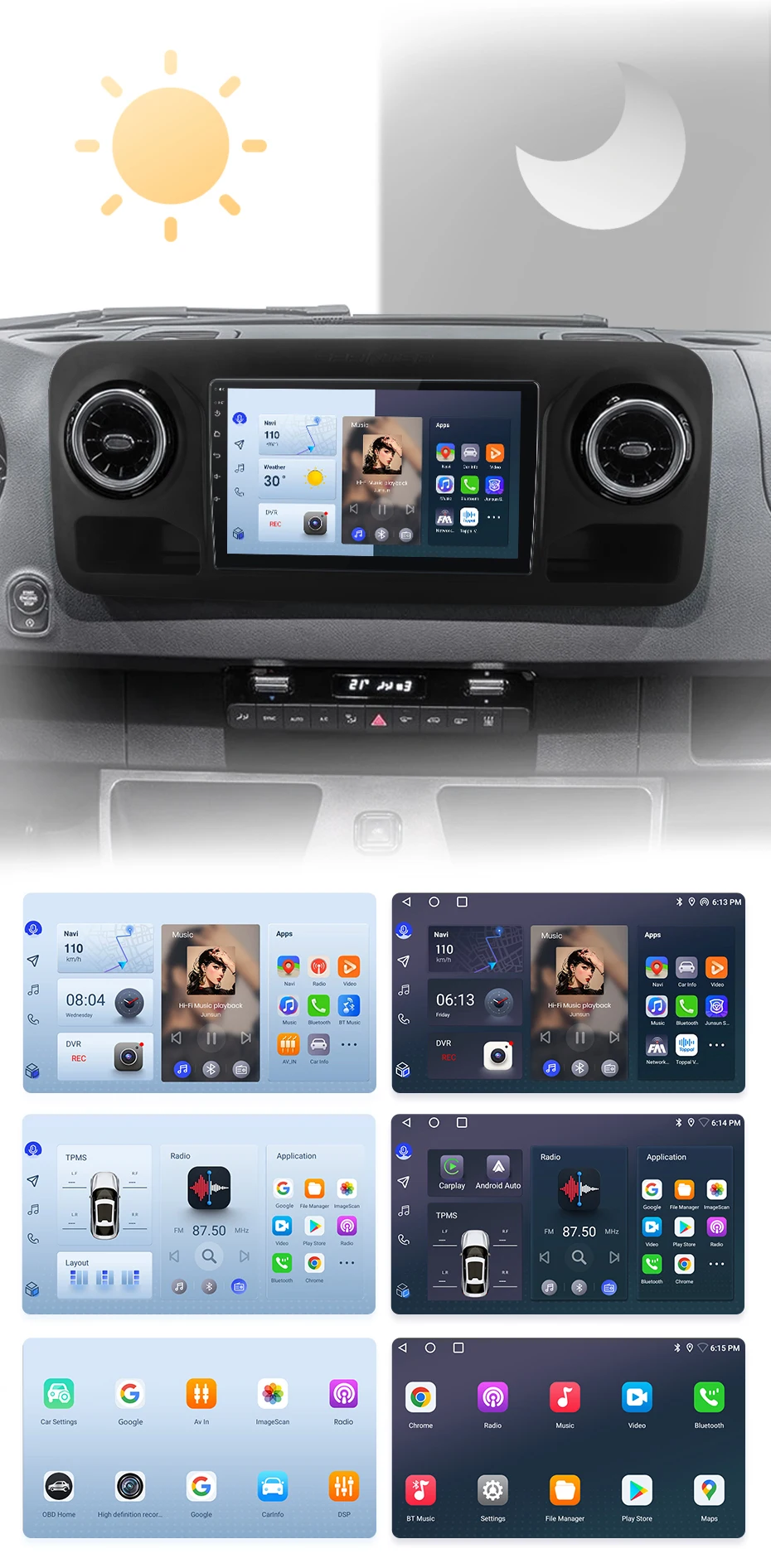 Junsun carplay android auto autoradio für mercedes-benz sprinter 2006-2018 gps intelligente systeme tereo multimedia autoradio